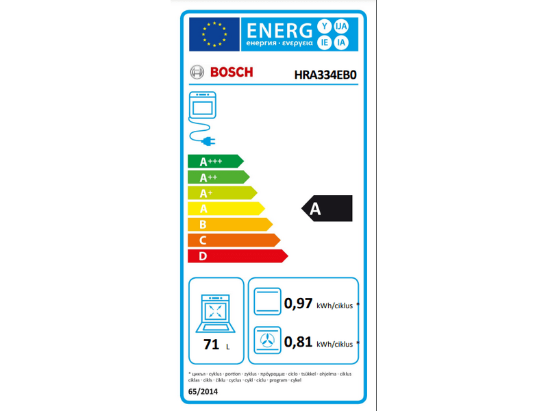 Bosch HRA334EB0 Beépíthető sütő gőz funkcióval, fekete