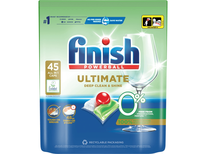 Finish Ultimate All In One 0% Mosogatógép kapszula, 45 db