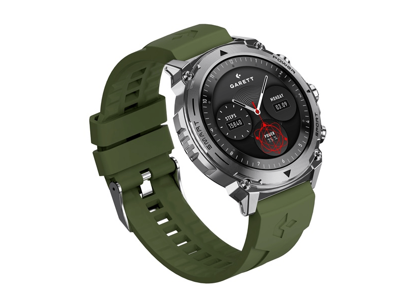 Garett Atom Okosóra, ezüst-fekete, fém/szilikon szíjjal