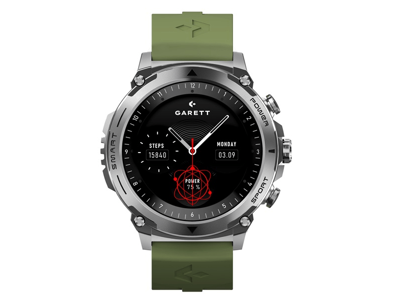 Garett Atom Okosóra, ezüst-fekete, fém/szilikon szíjjal