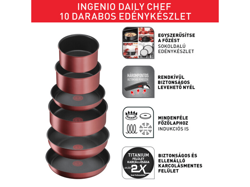Tefal Ingenio Daily Chef L3989402 Edénykészlet, 10 db-os