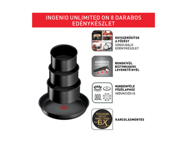 Tefal Ingenio Unlimited On L3959053 Edénykészlet, 8 db-os