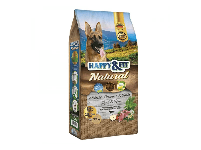 Happy&Fit Natural Adult Lamm&Reis Kutyaeledel, 12 kg