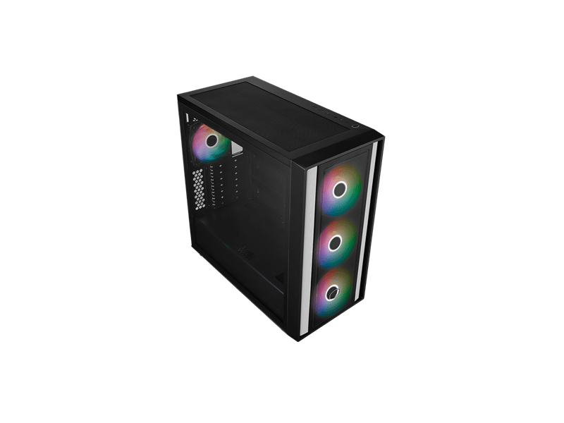 Cooler Master MasterBox 600 edzett üveg számítógépház négy ARGB ventilátorral fekete