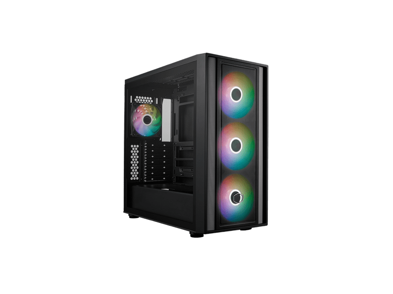 Cooler Master MasterBox 600 edzett üveg számítógépház négy ARGB ventilátorral fekete