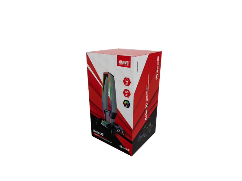 Marvo Kobe 30 RGB fejhallgató tartó, fekete (HZ-10 BK)