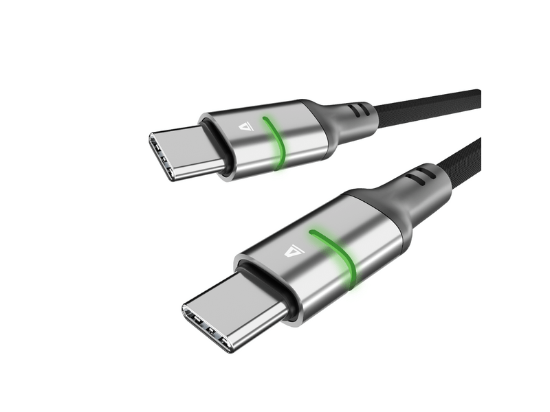 Avax CB634 STEELY LED 60W USB-C gyorstöltő kábel, fonott, 3m