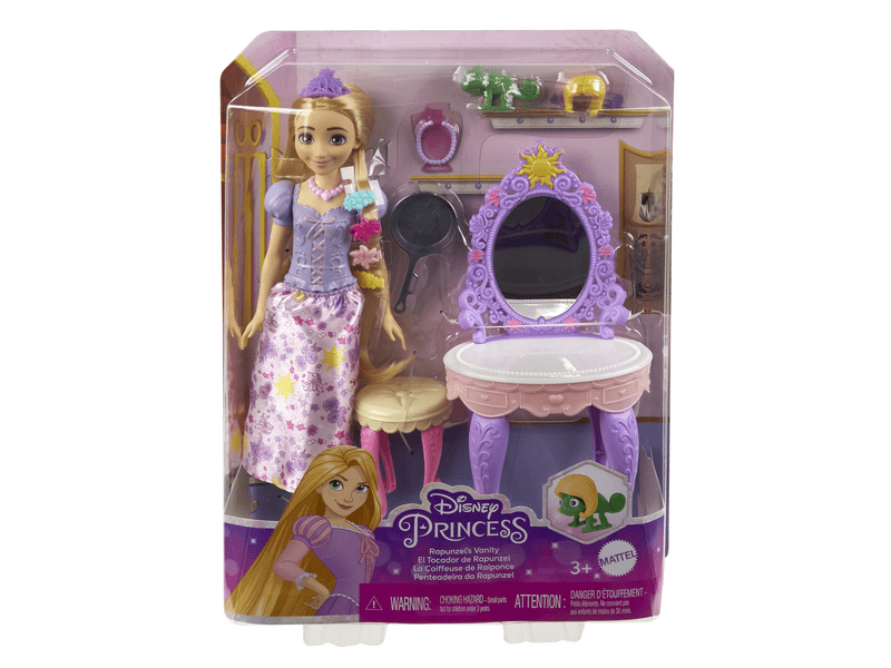 Disney hercegnők: Aranyhaj baba fésülködős asztallal (HLX28)