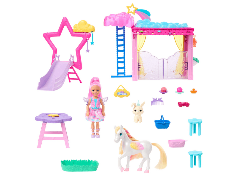 Barbie: A Touch of Magic - Chelsea és pegazus játékszett (HNT67)