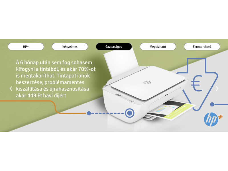 HP DeskJet 2710e Multifunkciós tintasugaras nyomtató, A4, színes, Wi-Fi, HP+, 6 hónap Instant Ink (26K72B)