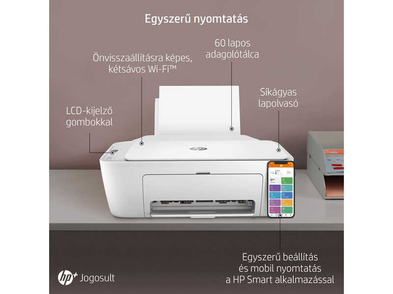 HP DeskJet 2710e Multifunkciós tintasugaras nyomtató, A4, színes, Wi-Fi, HP+, 6 hónap Instant Ink (26K72B)