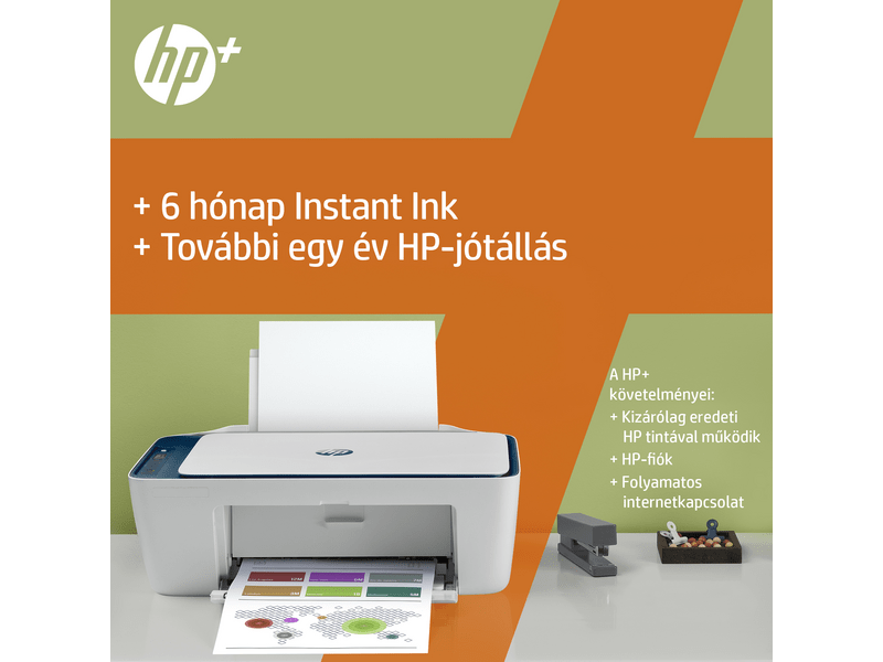 HP DeskJet 2721e multifunkciós tintasugaras nyomtató, A4, színes, Wi-Fi, HP+, 6 hónap Instant Ink (26K68B)