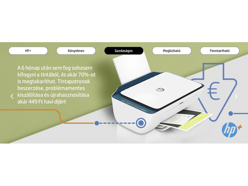 HP DeskJet 2721e multifunkciós tintasugaras nyomtató, A4, színes, Wi-Fi, HP+, 6 hónap Instant Ink (26K68B)