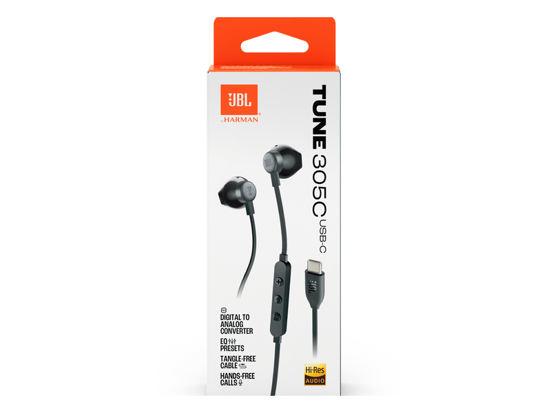 JBL Tune 305C USB-C žičane slušalice, crne