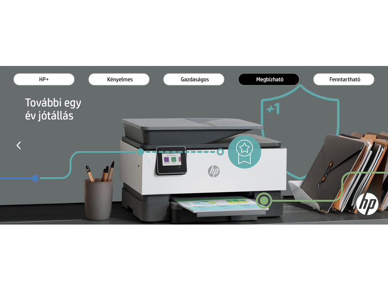 HP Officejet Pro 9010e multifunkciós tintasugraras nyomtató, A4, színes, Wi-Fi, HP+, 6 hónap Instant Ink (257G4B)