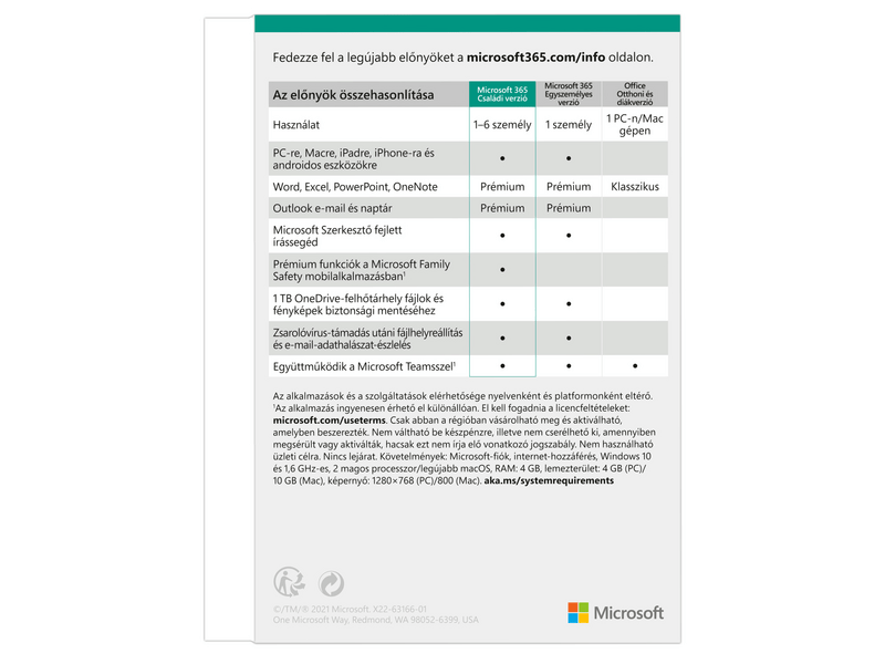 Microsoft 365 Családi verzió, 1 év, magyar (6GQ-01585)