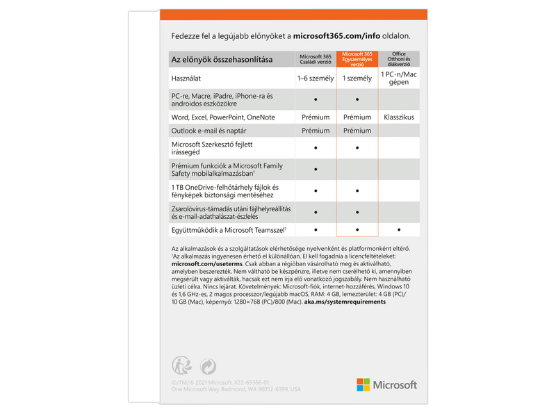 Microsoft 365 Egyszemélyes Verzió (QQ2-01426)
