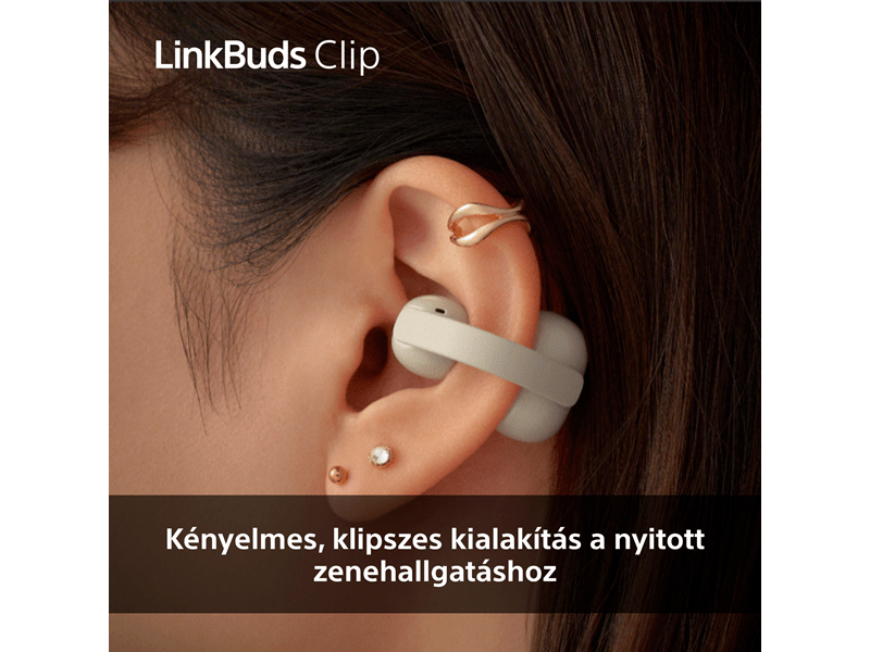Sony WF-LC900C LinkBuds Clip nyitott fülhallgató, szürkés bézs