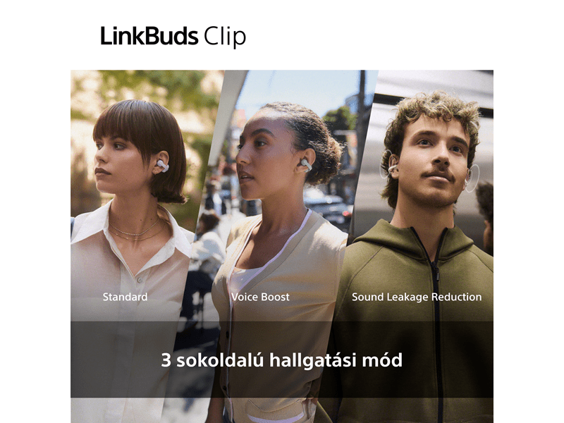 Sony WF-LC900C LinkBuds Clip nyitott fülhallgató, szürkés bézs