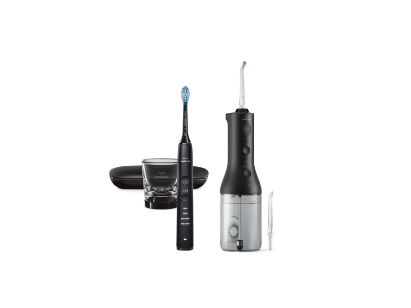 Philips Sonicare DiamondClean 9000 szónikus elektromos fogkefe és Power Flosser HX3866/43 dupla csomag, fekete