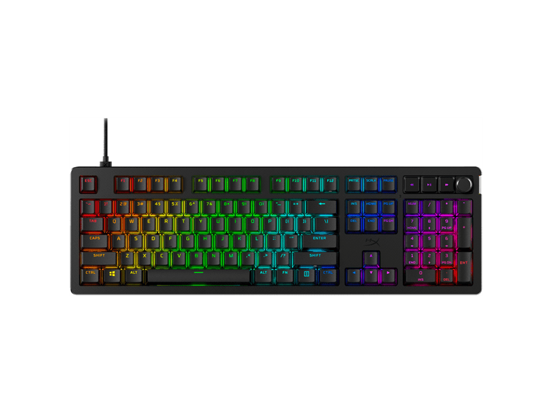 HyperX Mechanikus Billentyűzet - Alloy Rise Red US (Vezetékes, USB, 108 gomb, HX Red switch, angol kiosztás, fekete)