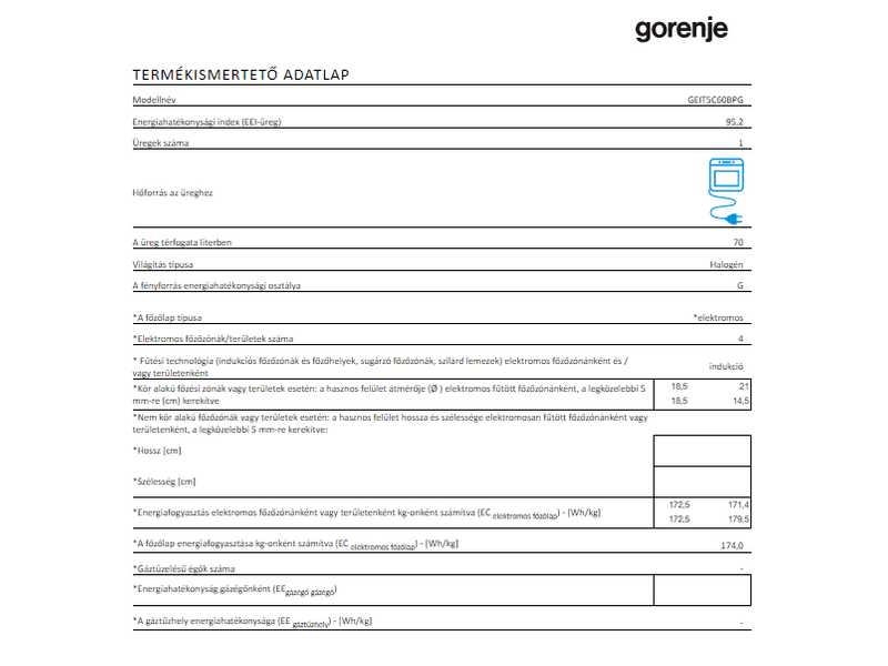 Gorenje GEIT5C60BPG Indukciós Villanytűzhely