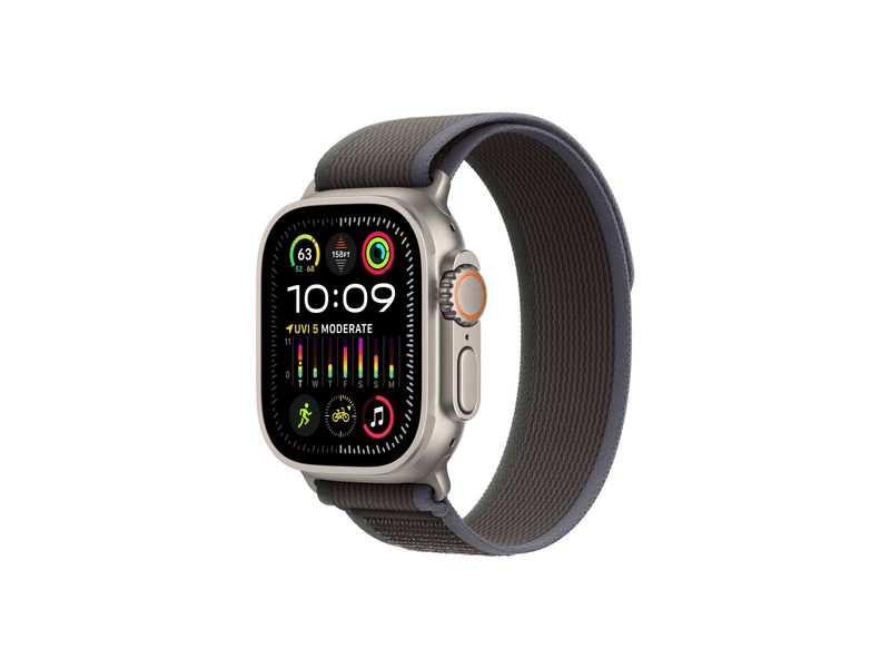 Apple Watch Ultra 2 GPS + Cellular 49 mm titántok, kék-fekete terep pánt S/M (MRF53CM/A)