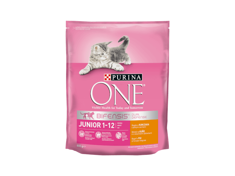 One junior csirkével és gabonával száraz macskaeledel