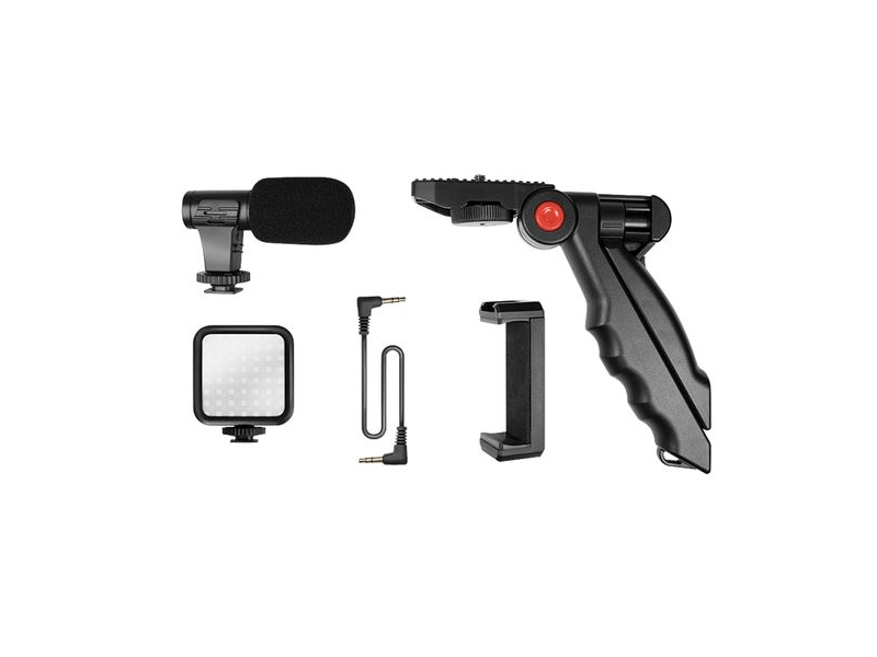 LogiLink Vlogger Kit LED fénnyel, mikrofonnal + állvánnyal