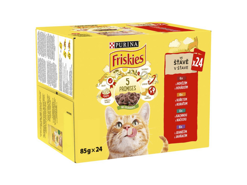 Friskies alutasakos macskáknak csirke, marha, bárány, kacsa (24x 85g)
