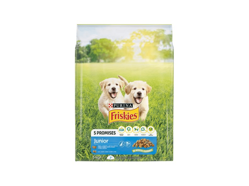 Friskies junior száraz kutyaeledel csirkével, zöldségekkel, tejjel 3kg
