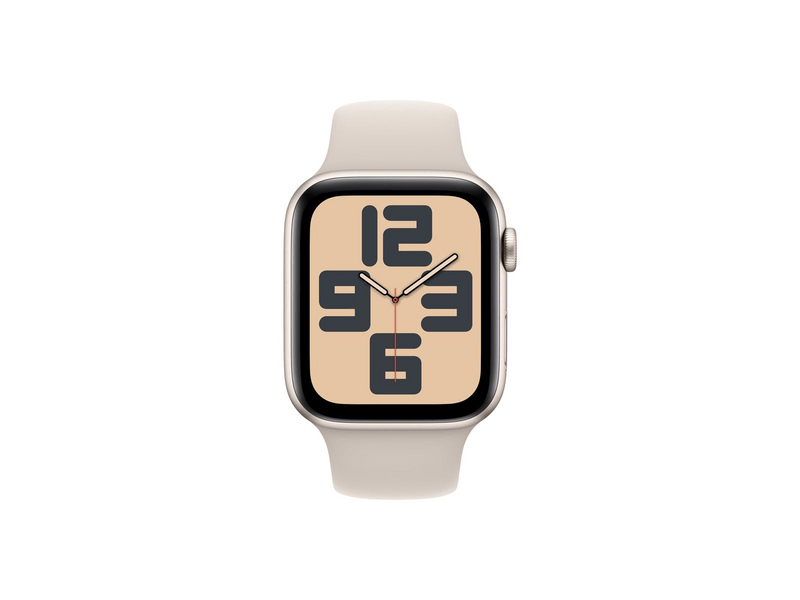Apple Watch SE (2023) GPS – 44 mm csillagfény alumíniumtok, csillagfény sportszíj - M/L (MRE53QH/A)