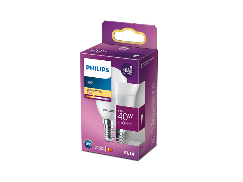 Philips led izzó e14/40w/matt kisgömb 212580