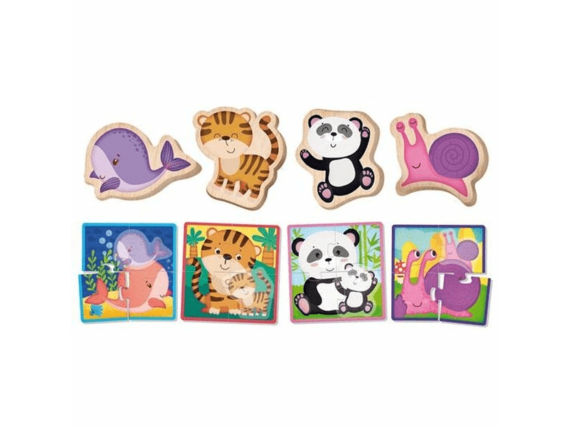 Montessori baby fa puzzle, állatok