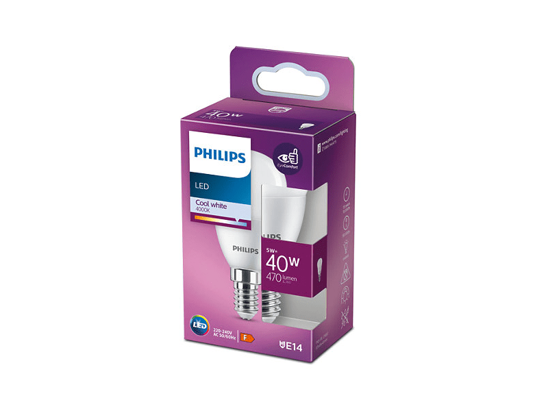 Philips led izzó e14/40w/matt kisgömb 214396