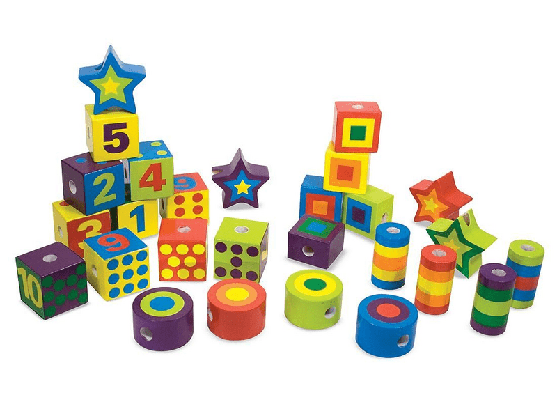 Melissa & Doug fa készségfejlesztő játék, fűzős gyöngyök dobozban