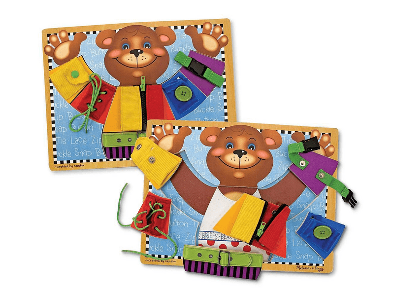 Melissa & Doug készségfejlesztő játék, tanuló maci, öltözködés