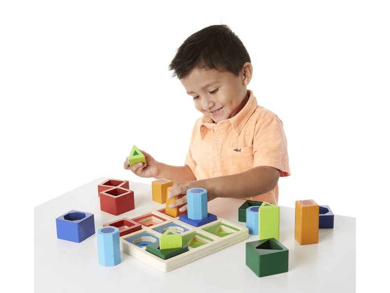 Melissa & Doug fa készségfejlesztő játék, 3d formaegyeztető