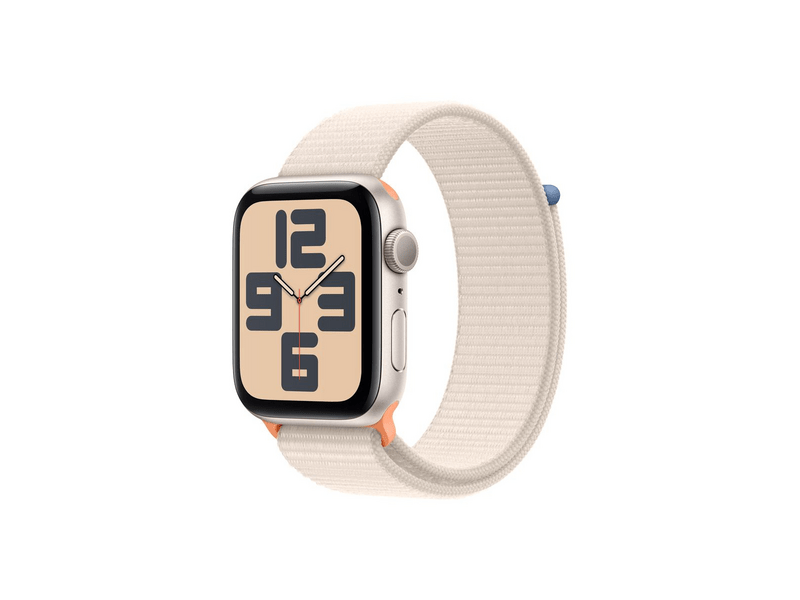 Apple Watch SE (2022) GPS – 44 mm csillagfény alumíniumtok, csillagfény sportpánt (MRE63QH/A)