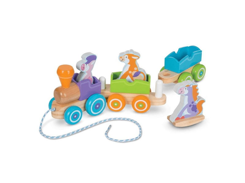 Melissa & Doug bébi és tipegő fajátékok, húzható farm vonat