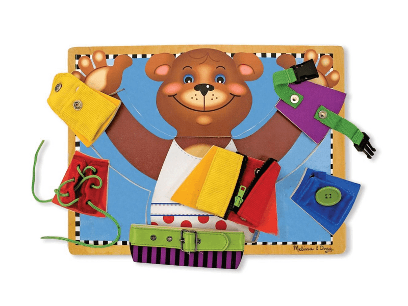 Melissa & Doug készségfejlesztő játék, tanuló maci, öltözködés