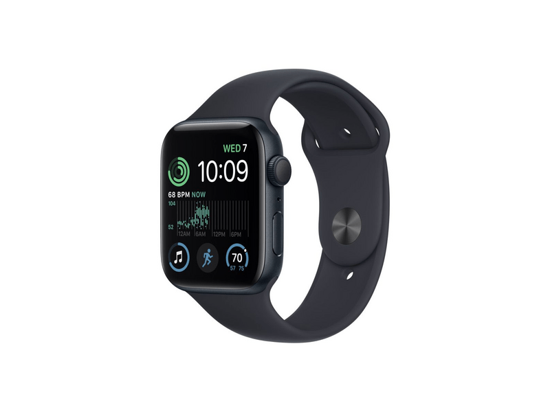 Apple Watch SE (2023) GPS – 44 mm éjfekete alumíniumtok, éjfekete sportszíj M-L (MRE93QH/A)