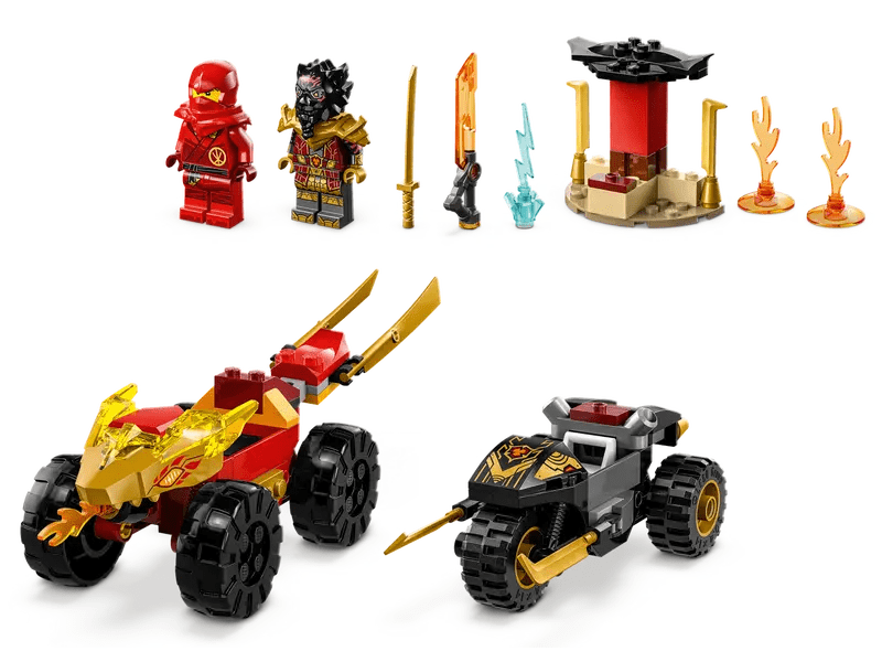 LEGO® NINJAGO® Kai és Ras autós és motoros csatája (71789)