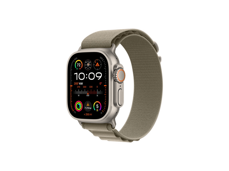 Apple Watch Ultra 2 GPS + Cellular 49 mm titántok, olíva alpesi pánt M (MREY3CM/A)