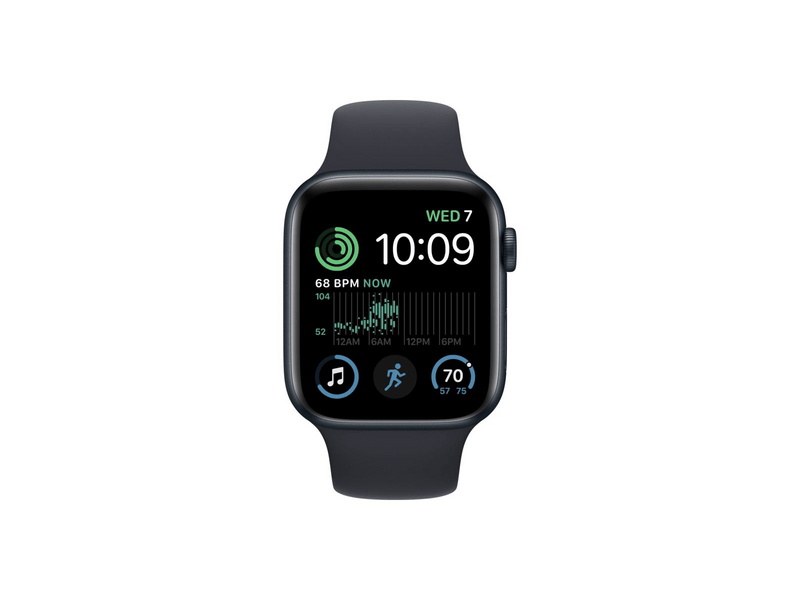 Apple Watch SE (2023) GPS – 44 mm éjfekete alumíniumtok, éjfekete sportszíj M-L (MRE93QH/A)