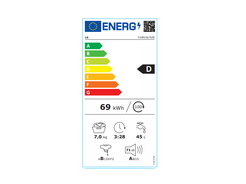 LG F2WV3S7S3E Keskeny gőzmosógép, 7kg