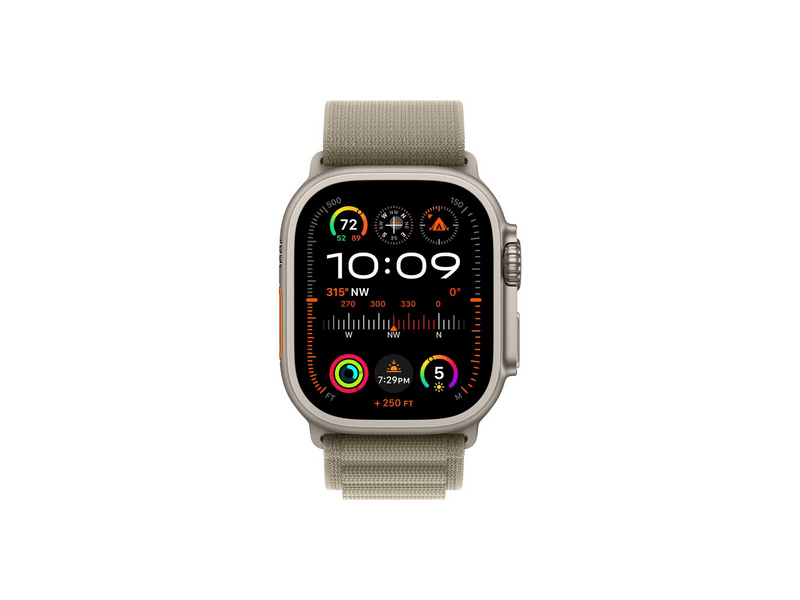 Apple Watch Ultra 2 GPS + Cellular 49 mm titántok, olíva alpesi pánt L (MRF03CM/A)