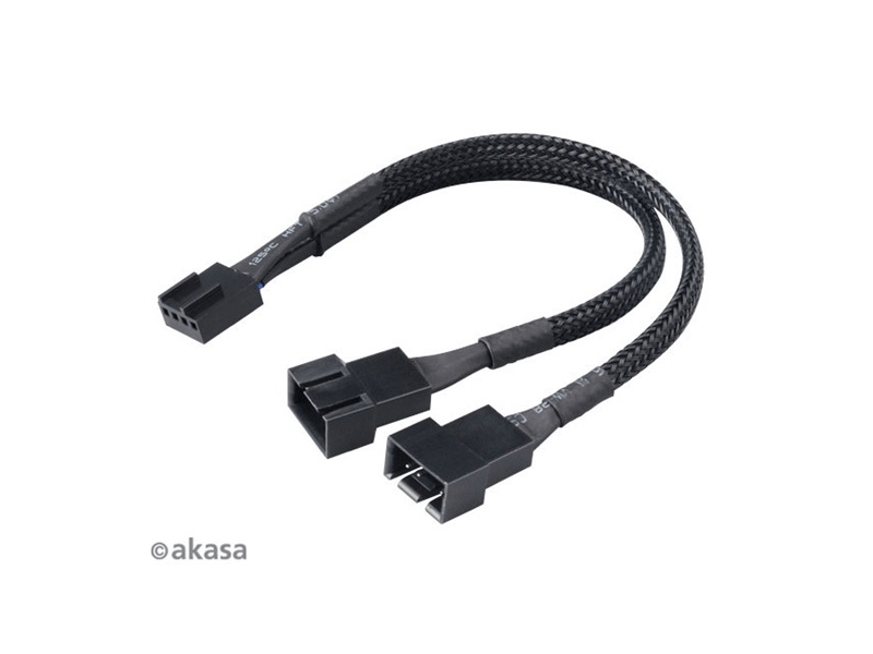 Akasa AK-CBFA04-KT04 2x 4pin PWM ventilátor kábel, 15cm