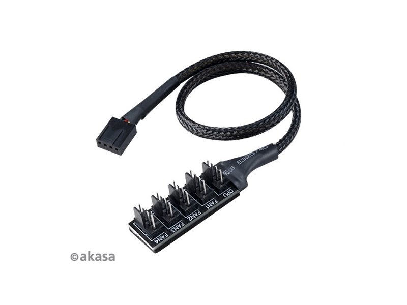 Akasa Flexa FP5H 5x4pin PWM ventilátor kábel, 30cm (AK-CBFA08-30BK)
