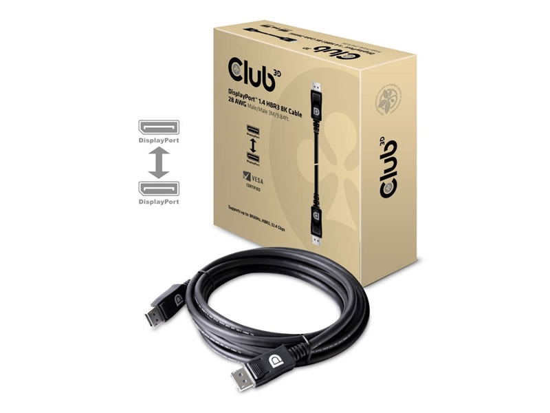 KAB Club3D DisplayPort 1.4 HBR3 8K60Hz 28AWG kábel M/M - 3m